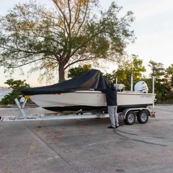 Boat trailer covered