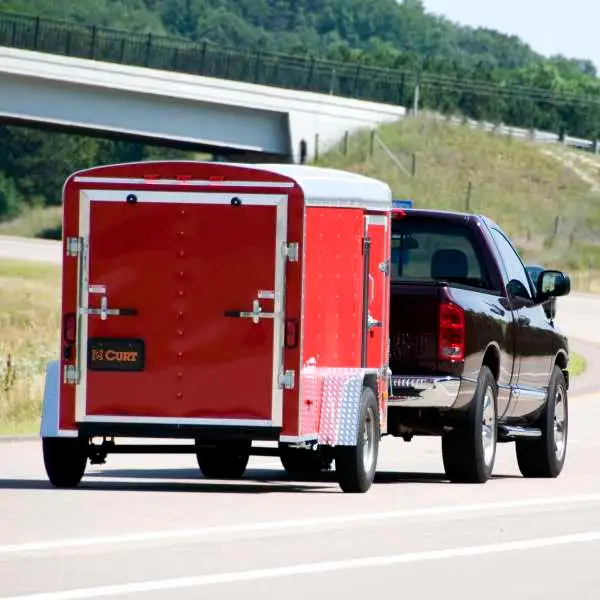 Red enclosed trailer