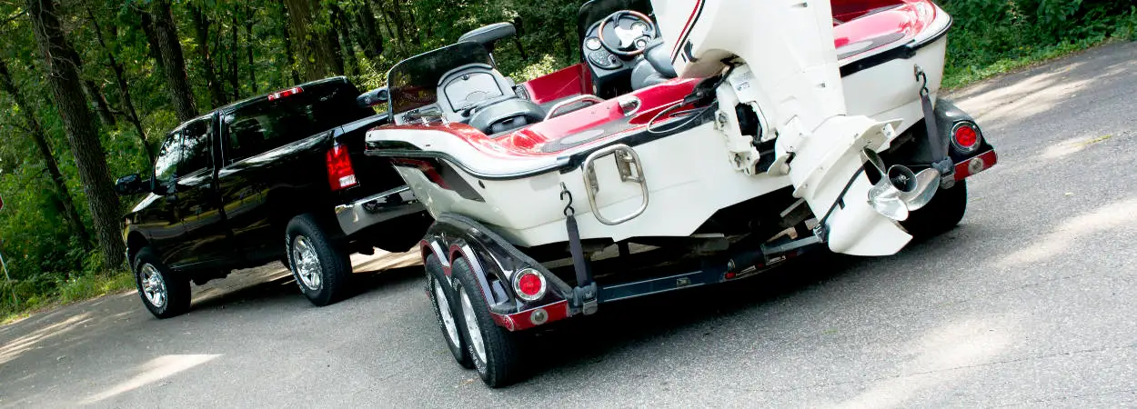 Pickup Truck Coupled to Boat Trailer