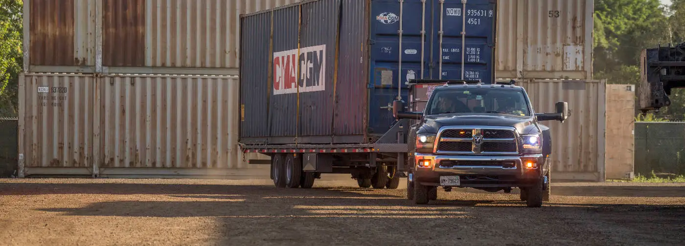 Pickup Truck Towing Heavy Trailer