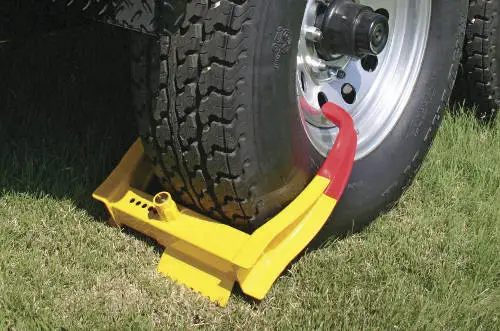 Trailer Locked with Wheel Chock Lock