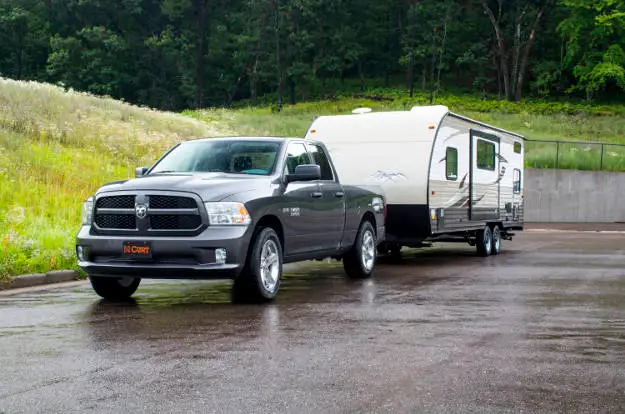 Truck Towing Travel Trailer Camper